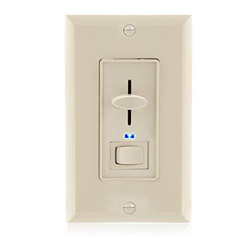 Maxxima Dimmer Light Switch, Ivory, Blue Indicator Light 3-Way/Single Pole | LED Compatible, 600 Watt Max, Wall Plate Included, Dimmable Lamp and Lighting Control - color: Ivory, size: Single Pack