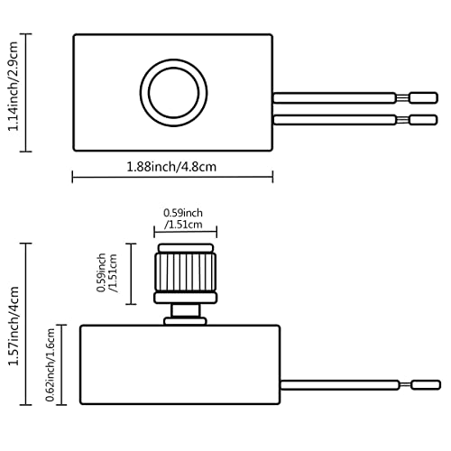 Zing Ear ZE-03 Dimmer Switch Combo Kit Rotary 120VAC 240VAC 300W MAX Repair Tools Replacement Full Range Inline Table Lamps Floor Lights Dimmable LED Paper Outer Shell Brass Easy to Install - size: Paper shell