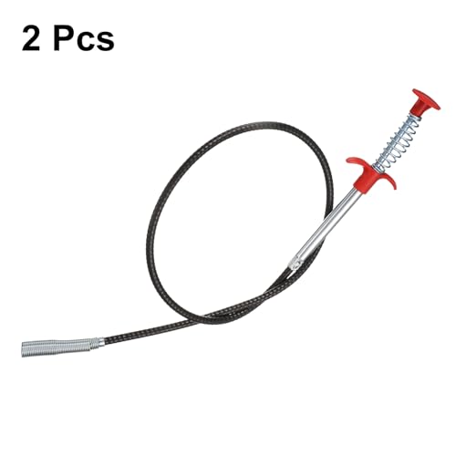 HARFINGTON 2pcs Flexible Grabber Claw Pick Up Tool 0.47" Dia. 35" 4 Claws Stainless Steel Cleaning Hook Unclog Sink Sewer Hair Drain Cleaner Tool Sink Unclogger for Toilet Bathtub Sewer - size: 35"