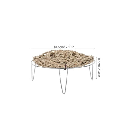ULTECHNOVO Bearded Dragon Bed 7.3" Reptile Lounger Hammock with Straw Woven Platform and Metal Frame Elevated Basking Platform for Small Animals in Mesh or Acrylic Enclosures