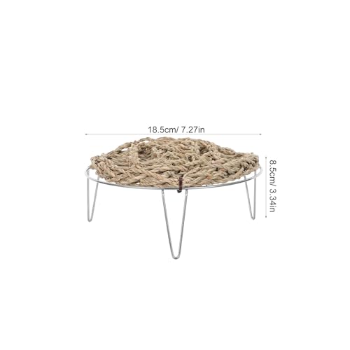 OUNONA Reptile Hammock Lounger for Small Reptiles and Snakes with Straw Woven Elevated Basking Platform and Metal Legs Removable Bed and Acrylic Enclosures Comfortable Habitat Accessory