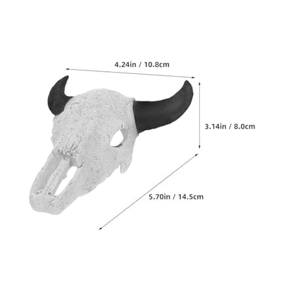 Large Resin Skull Reptile Habitat Hideout Black Horns, Aquarium Terrarium Cave Shelter for Lizards, Snakes, Geckos, Betta Fish, and Shrimp Tank Decorations