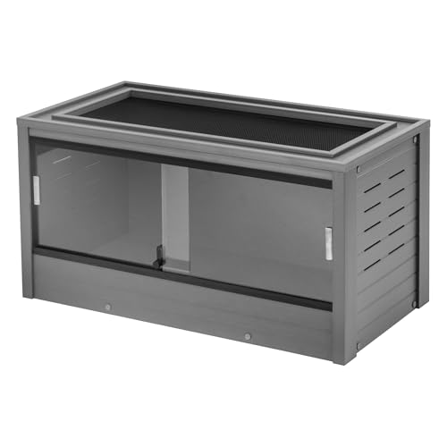 New Age Pet ECOFLEX 36" Wide Medium Reptile Habitat, Mojave Lounge for Snakes, Tortoises & Lizards in Maple, Black & Grey, Easy Assembly, Sliding Glass Doors & Mesh Top - color: Grey, size: Medium