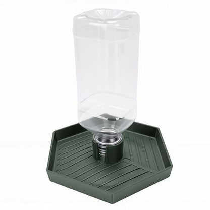 GLOGLOW Reptile Water Dispenser Automatic Gravity Feeder Tank Hex Anti Slip Tray, Low Level No Spill Design for Bearded Dragon Turtle Snake, Self Refilling Terrarium Bowl (Dark Green) - color: Dark Green