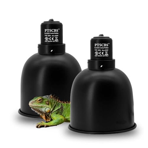Reptile Lamp 2-Pack, 5.5 inch Deep Dome Light Fixture with Ceramic Socket for Terrarium Heat Lamps, Dual Reptile Lamp Domes for Lizards Snakes Tortoise & Amphibian Tank