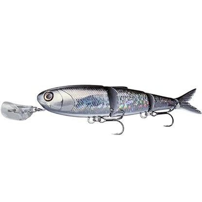 Headbanger Spitfire Topwater Fishing Lure (4-1/2" & 6-1/2") – Hybrid Wakebait & Propbait for Bass, Pike & Musky – Hard Body Swimbait with Action Lip & VMC Hooks - color: Holo Silver, size: 6-1/2"