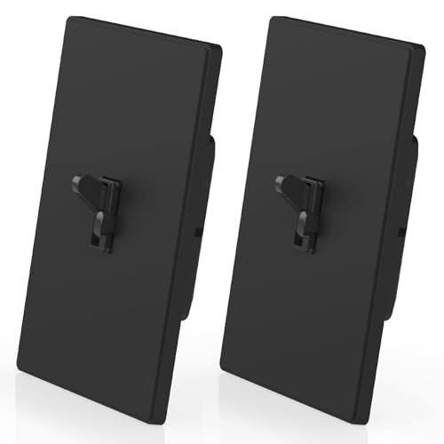 ELEGRP Digital Dimmer Switch for LED/CFL, Toggle Dimmer Switch with Decorative Frameless Design Wallplate, Single Pole/3-Way, UL Listed, 2 Pack, Black - color: Black, size: Screwless Design