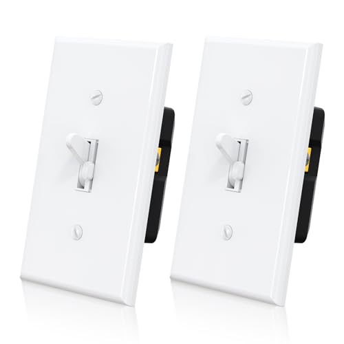 ELEGRP Digital Toggle Dimmer Switch for Dimmable LED, CFL and Incandescent Light Bulbs, Single Pole or 3-Way Toggle LED Dimmer Light Switch, Wall Plate Included, UL Listed, 2 Pack, White - color: White, size: With Screws
