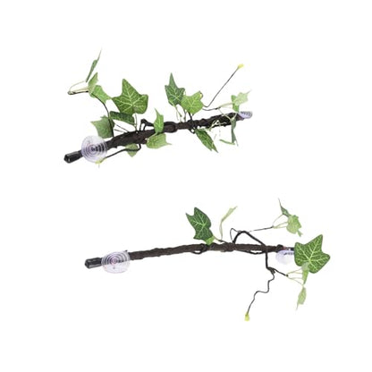 4PCS Jungle Climber Vines Flexible Reptile Leaves, Reptile Corner Branch Branch Terrarium Plant Decoration with Suction Cups for Amphibian Lizard Snake Climbing