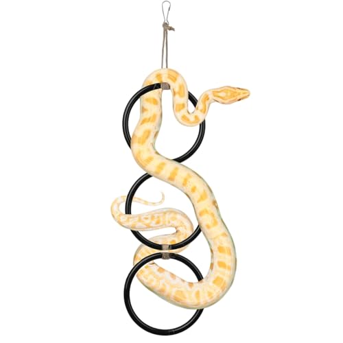 Snake Enrichment Climbing Rings for Ball Pythhon, Enrichment Rings for Corn Snake, Decorative Snake Tank Accessories, Install-Free Snake Enclosure Accessories with Metal Hook - color: Black