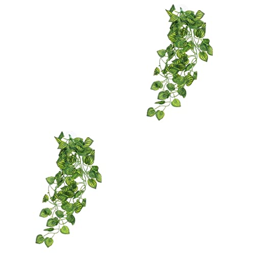 2pcs Terrarium Plant Accessory Realistic Reptile Decor Suction Cup Durable Plastic Foliage for Snake and Gecko Tanks Easy Installation Enhances Aesthetic Appeal - color: Greenx2pcs, size: 4X3.2X0.5CMx2pcs