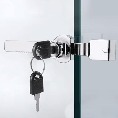4Pcs Sliding Glass Door Ratchet Lock, Keyed Alike Showcase Display Lock, Chrome Glass Display Case Lock, Reptile Cage Lock and Key