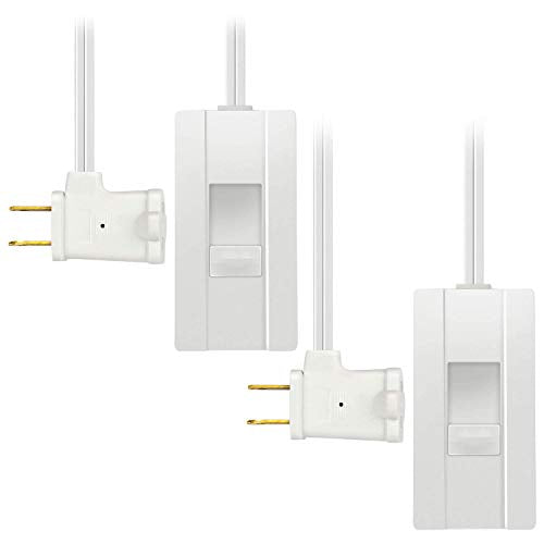 TOPGREENER Table-Top Plug in Dimmer for Table or Floor Lamps, Slide Control, Works with 360 Watt Incandescent and 150 Watt Dimmable CFL/LED, Off at Lowest dim, 6ft Cord, TGTTDL300-W, White, 2 Pack - color: White, size: 2 Pack
