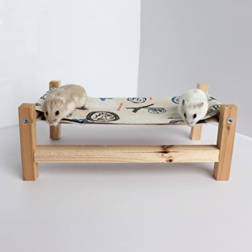 Dnoifne Reptile Hammock Swing Hanging Bed, Wooden Lizard Bed, Reptile Summer Bed for Bearded Dragon Leopard Gecko Lizard - size: Medium