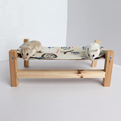 Dnoifne Reptile Hammock Swing Hanging Bed, Wooden Lizard Bed, Reptile Summer Bed for Bearded Dragon Leopard Gecko Lizard - size: Medium