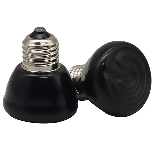 Mini Reptile Heat Lamp, 25w Infrared Ceramic Heat Emitter, No Light Emitting Reptile Heat Bulbs,Ceramic Heat Lamp for Amphibian, Chicken Coop,Cat, Turtle, Snake,Terrarium (2, 50 W) - size: 50 W