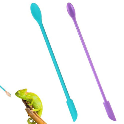 2Pcs Reptile Spoon, Crested Gecko Food Mixing Spoon Long Handle Feeding Tool Crested Gecko Accessories fit Lizard Gargoyle Bearded Dragon