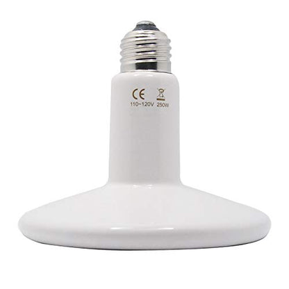 250W 110V Pet Ceramic Heat Lamp, Pet Infrared Bulb Emitter Lamp No Harm No Light Heat Lamp Bulb for Pet Brooder Coop Chicken Lizard Turtle Snake - color: White