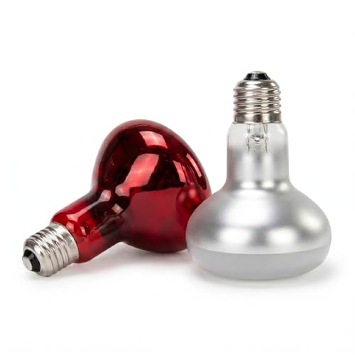 150W Reptile Heat Lamp, 2 Pack Day & Night Basking Lamp Combo, UVA Daylight Heat Bulb & Infrared Red Night Heating Light, Terrarium Heat Lamps for Reptiles, Bearded Dragon, Lizard, Chicken