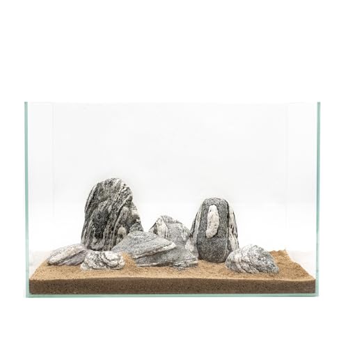 Natural Fish Tank Stones Aquarium Rocks 10lb Silver Seiryu Rock for Aquascaping, Terrariums, Bonsai, Garden Landscaping & Reptile Habitats(2-7inch 5-6Pcs) - size: 10lb (2-7inch)