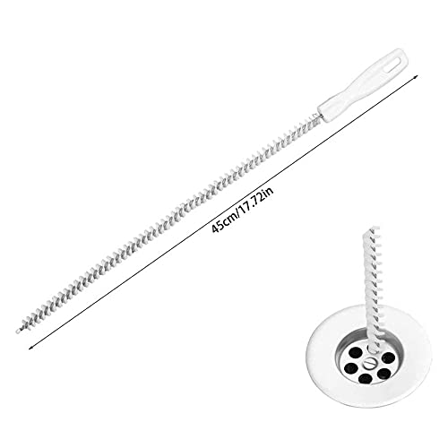2-Piece Flexible Drain Brush Sink Unblocker Elastic Hose Pipe Straw Cleaning Brush with Handle Kitchen Drain Unblocker Wire Cleaner Bathroom Toilet Pipe Dredging Cleaning Hair Catcher Rod