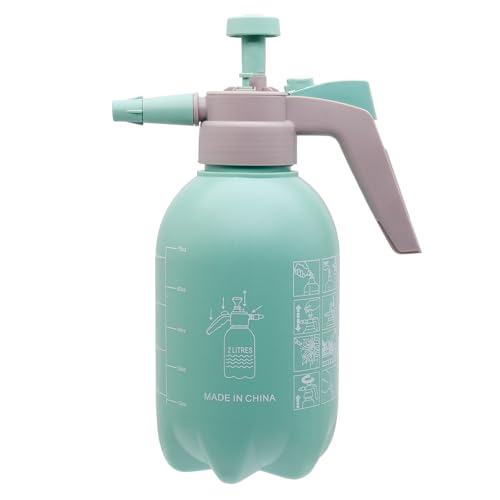 68oz Garden Pump Sprayer, 2L Hand Pressure Sprayer Bottle with Safety Valve, 0.5 Gal Lawn Adjustable Sprayer for Plant Mister Spraying Weeds Home Cleaning Watering (Light Blue) - color: Light Blue