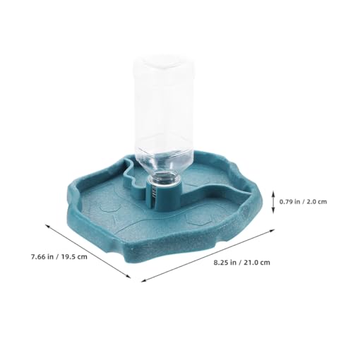 Automatic Reptile Waterer and Tortoise Water Dish with Reservoir, Decorative Feeding Bowl for Lizards and Land Turtles, Lake Blue and Dark Coffee Terrarium Water Feeder for Pet