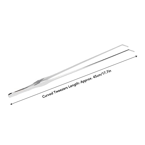 Aquarium Tweezers, 45cm Stainless Steel Feeding Tongs, Rust Long Handle for Reptile, Plant, and Deep Tank Use (Curved Tweezers) - size: Curved Tweezers