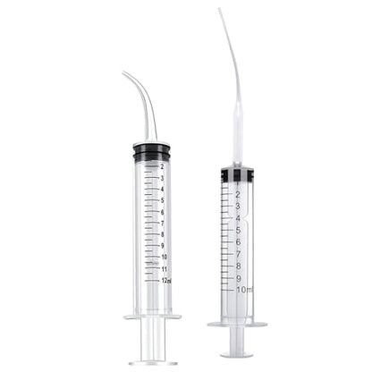10pcs Plastic Pet Feeding Syringe with Silicone Curved Tip, 4.7inch/12cm Soft Feeding Tubes for Small Dogs, Birds, Cats, Puppy, Kitten, 12ml