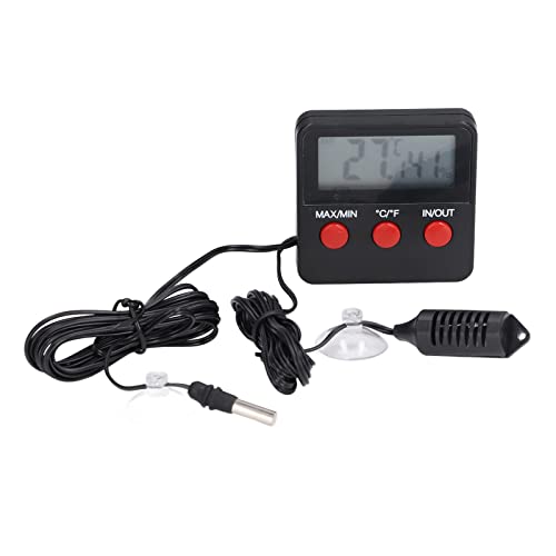 DTH - 74 Humidity Temperature Gauge, Mini Digital Thermometer Hygrometer, External Probe with Suction Cup for Indoor Outdoor Use, Accurate Sensor Meter for Room Greenhouse Reptile