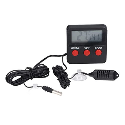 DTH - 74 Humidity Temperature Gauge, Mini Digital Thermometer Hygrometer, External Probe with Suction Cup for Indoor Outdoor Use, Accurate Sensor Meter for Room Greenhouse Reptile
