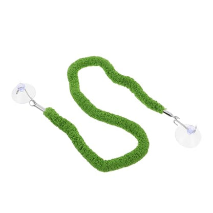 Reptile Climbing Vines for Terrarium with Suction Cup Hook Realistic Green Plush Moss Rope for Habitat Decoration, Enhanced Grip Surface, Flexible Rope for Jumping Spiders