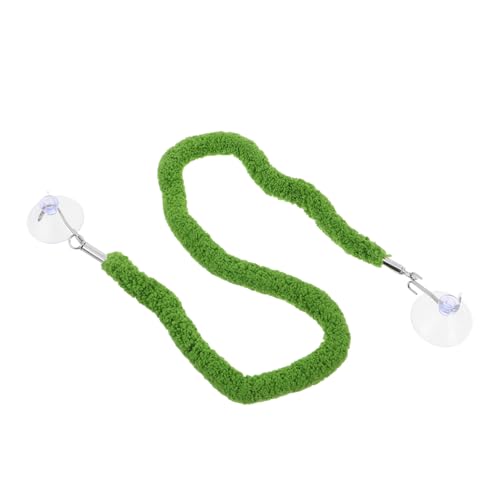 Reptile Climbing Vines for Terrarium with Suction Cup Hook Realistic Green Plush Moss Rope for Habitat Decoration, Enhanced Grip Surface, Flexible Rope for Jumping Spiders