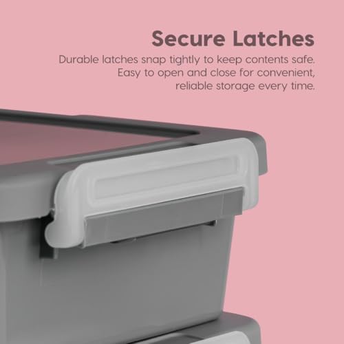 IRIS USA 3 Qt. Plastic Craft Storage Container Bins with Lids, 4 Pack, Small Art & Office Supply Organizer Tote, Sensory Bins & Boxes for Home & University, Stackable, Secure Latch Buckles, Gray - size: 3 Qt. - 4 Pack