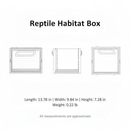 Reptile Habitat Box with Handle, Ventilated PP Plastic Terrarium for Geckos and Lizards, Portable Enclosure with Secure Lid, 13.8 x 9.8 x 7.3 Inches (1 PC)