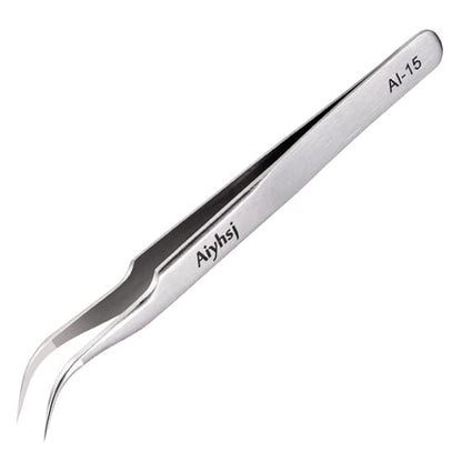 Precision Tweezer, Upgraded Professional Fine Tip curved, High-end Stainless Steel Tweezers for Craft, Electronics, Soldering, Eyelash Extensions, Laboratory Work, Jewelry-Making - style: Fine Tip Curved (4.72in)