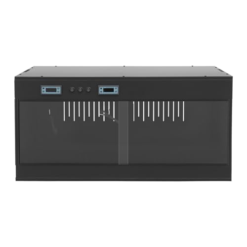 PVC Large Reptile Tank, Front Opening Reptile Terrarium with Dual Temperature Controller Snake Enclosure Reptiles Feeding Box with Glass Sliding Door for Chameleon Lizard Snake 31.5x15.8x15.8 (Black) - color: Black