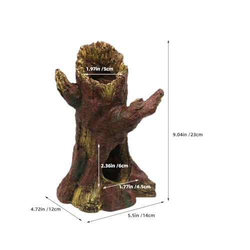 DECHOUS Aquarium Decor Resin Hollow Tree Trunk, Fish Tank Hideout Cave Simulation Driftwood Root Terrarium Accessories for Betta Fish, Shrimps, Reptiles Amphibians