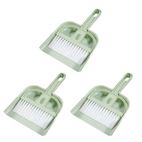 3Pack Mini Bearded Dragon Tank Cleaning Kit - Small Dustpan and Soft Brush Set for Reptile Terrarium, Pet Cage Debris Removal (3 Pack Green) - color: 3 pack green
