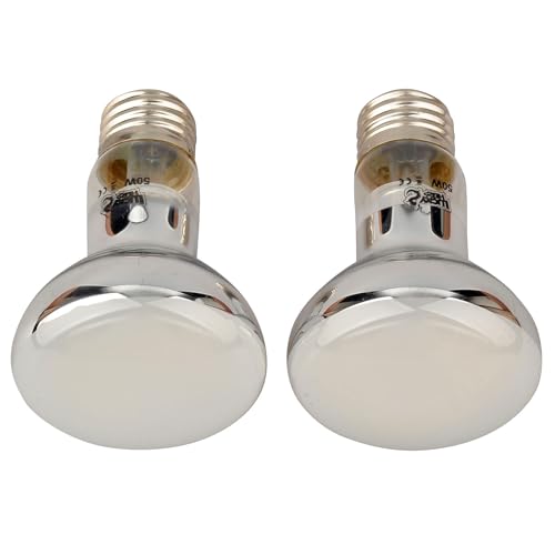 LUCKY HERP 50W Reptile Basking Spotlight (2-Pack, 2.5" R20 Size), Daylight Terrarium Heat Bulb for Bearded Dragon Lizard Tortoise