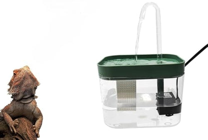 Bearded Dragon Water Bowl with Filtration System Lizard Drinking Fountain Reptile Tank Habitat Waterfall for Small Pet Leopard Gecko, Chameleon, Snake (Clear) - color: Clear
