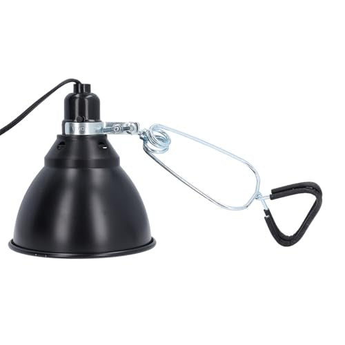 Reptile Light Fixture, 250W Aluminum Deep Dome Heat Lamp with 360 Degree Rotation, for E27 UVA UVB Bulb and Infrared Ceramic Heaters