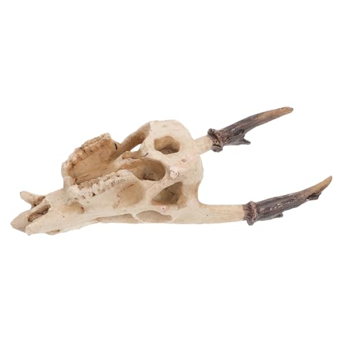 Resin Reptile Skull Hideout for Terrarium Habitat, Medium Size Turtle Tank and Bearded Dragon Aquarium Decoration, Simulation Skull for Lizard and Gecko Hideouts