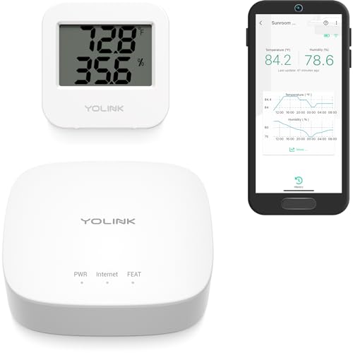 Smart Wireless Temperature Sensor/Humidity Sensor Wide Range (-22 to 158 Degrees) for Fridge Monitoring Pet Cage/Tank Monitoring, Smartphone Alerts, Compatible with Alexa IFTTT - Hub Included - style: 1-Pack with Hub
