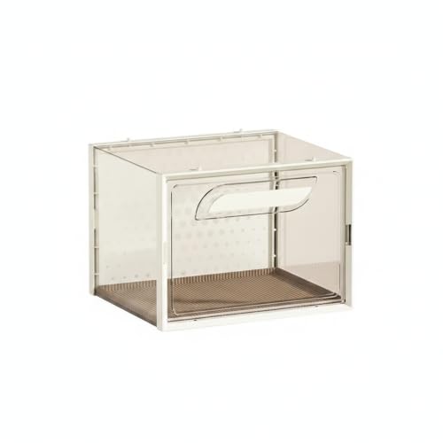 Reptile Habitat Box with Handle, Ventilated PP Plastic Terrarium for Geckos and Lizards, Portable Enclosure with Secure Lid, 13.8 x 9.8 x 7.3 Inches (1 PC)