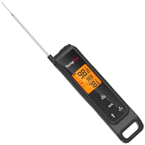 TempPro 2-in-1 Instant Read Thermometer for Cooking, Infrared Thermometer with Meat Probe, Non-Contact Laser Meat Thermometer for Griddle Grill Pizza Oven, Black, Gift for Dad Him Husband