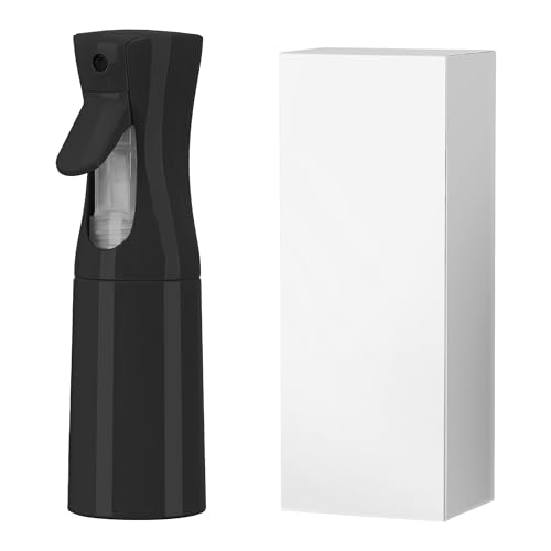 (Black Hair Mister Spray Bottle，Spray Water Bottle Fine Mist Refillable Plants（6.8OZ /200ML） Barber，Showering Pets, Plants, travel, Ironing and Cleaning ﻿ ﻿ ﻿(Continuous Spray) - color: Black