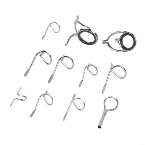 Fly Rod Guide Replacement Kit Stainless Steel Fishing Eyelets with Tip Top Snake Stripper Guides Hook Keeper for Rod Building Repair