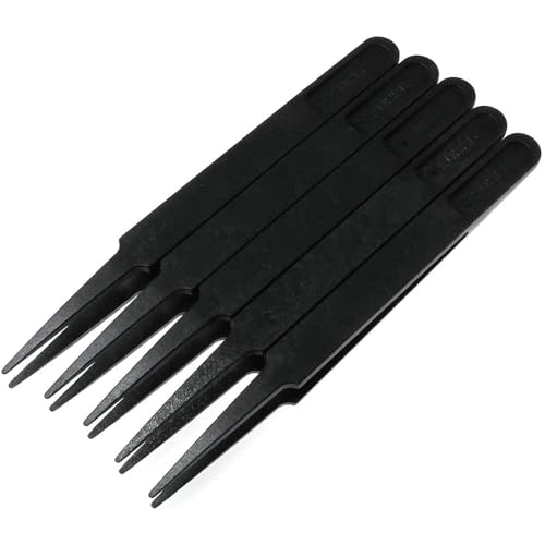 MMOBIEL 5Pcs Anti-static Multifunctional Plastic Precision Tweezers Set, Pointed Tip Tweezers for Electronics, Jewelry-Making, Laboratory Work, Repair Black - size: 5x