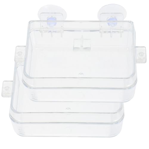 HEMOTON 2pcs Small Reptile Food Feeder Bowls with Suction Cups Multi-Function Feeding Dish for Lizards Geckos and Bearded Dragons Escape-Proof Terrarium Feeding Supplies